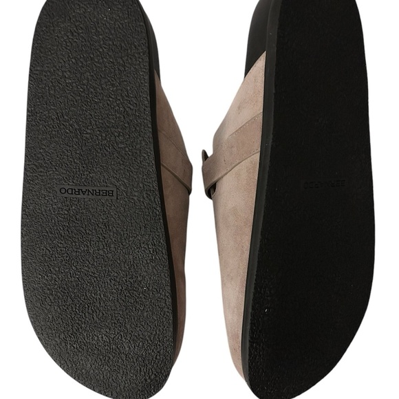 Bernardo Taupe Suede Clogs with Silver Buckle - Picture 4 of 4